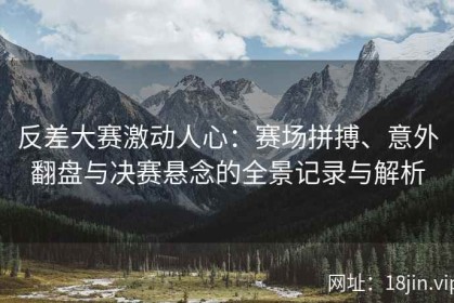 反差大赛激动人心：赛场拼搏、意外翻盘与决赛悬念的全景记录与解析