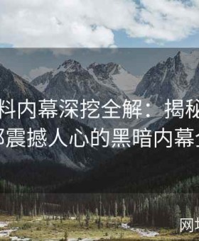 网红黑料内幕深挖全解：揭秘名流跌落后那震撼人心的黑暗内幕全记录