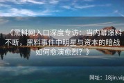 《黑料网入口深度专访：当内幕爆料不断，黑料事件中明星与资本的暗战如何愈演愈烈？》