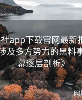 《黑料社app下载官网最新报道：揭秘一桩涉及多方势力的黑料事件，内幕逐层剖析》