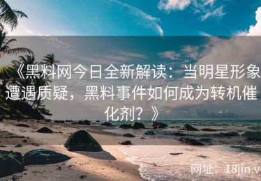 《黑料网今日全新解读：当明星形象遭遇质疑，黑料事件如何成为转机催化剂？》
