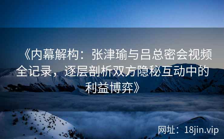 《内幕解构：张津瑜与吕总密会视频全记录，逐层剖析双方隐秘互动中的利益博弈》